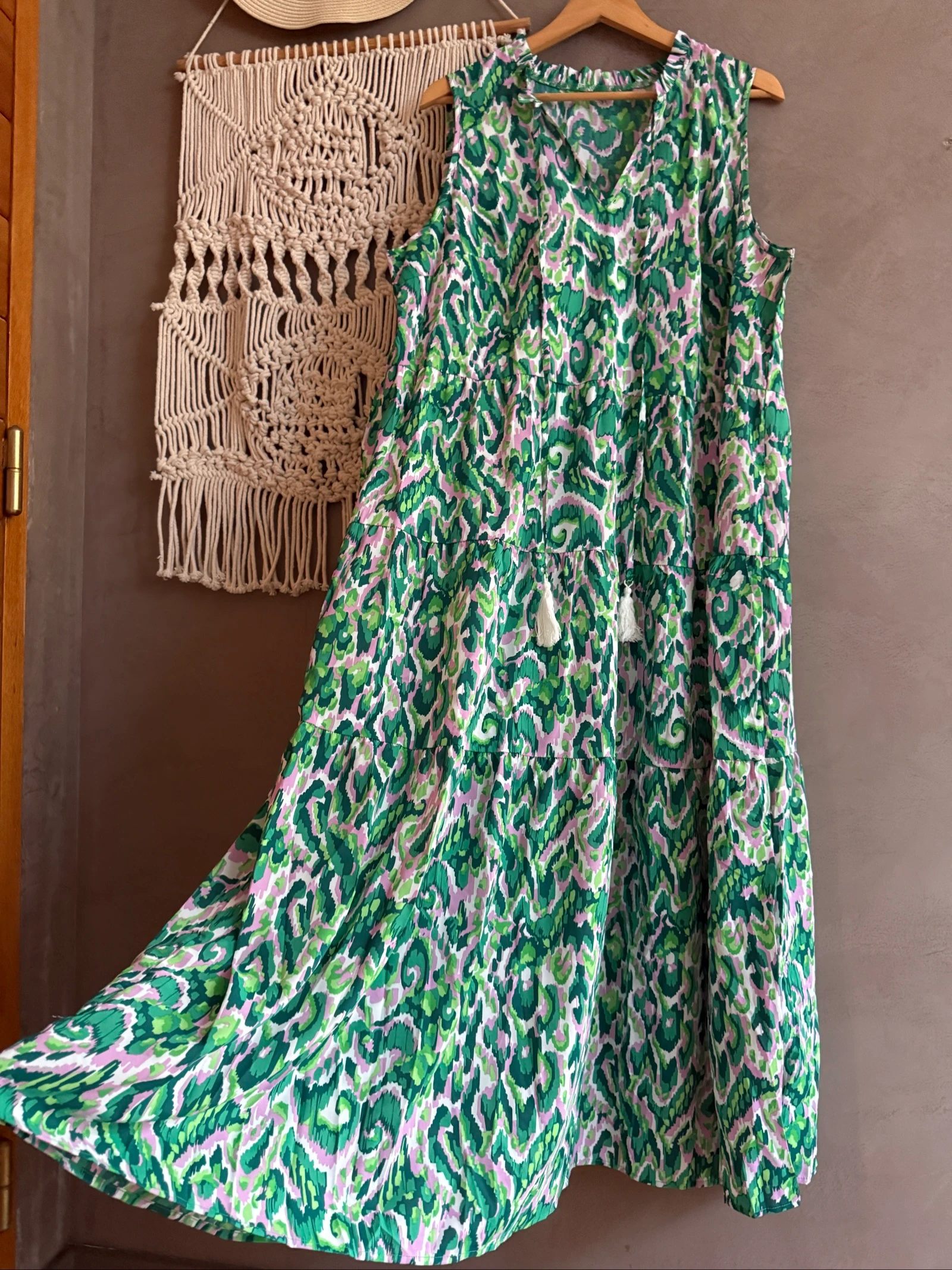 Robe 48 d été fluide camaïeu de vert 
